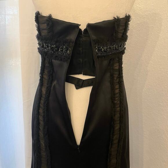 Vintage Y2K Badgley Mischka Strapless Cocktail Dress 2 Black Silk LBD Semi Forma - Picture 10 of 16
